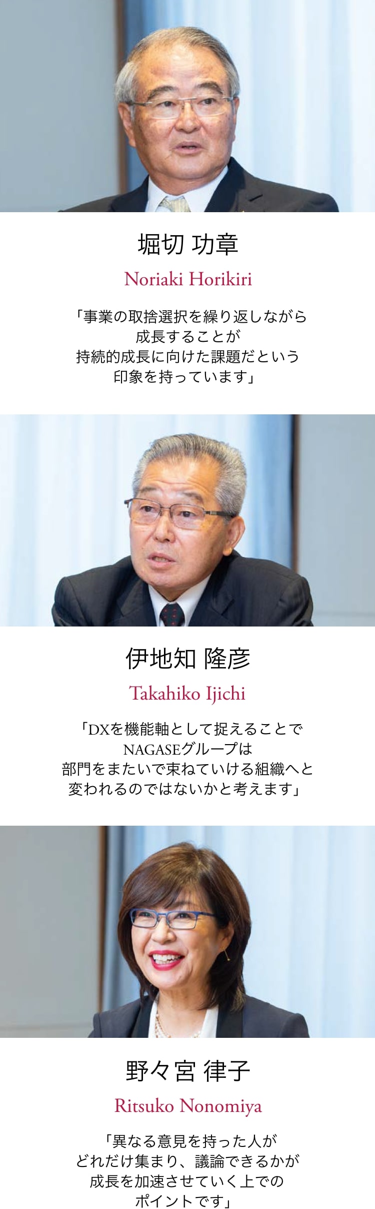 社外取締役：堀切 功章、伊地知 隆彦、野々宮 律子